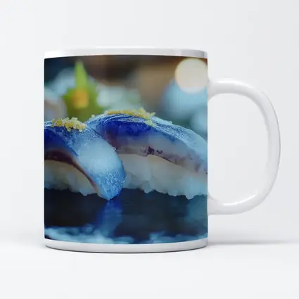 Blue Nigiri Sushi On Dark Slate