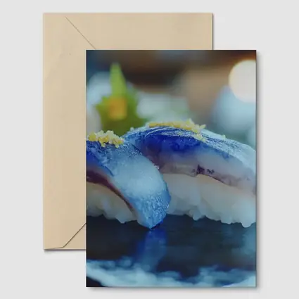 Blue Nigiri Sushi On Dark Slate