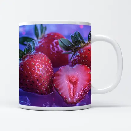 Fresh Strawberries on Blue Purple Background
