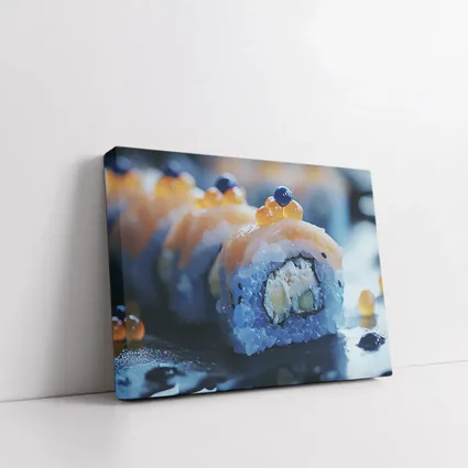 Salmon Sushi Roll With Caviar Close Up