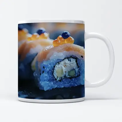 Salmon Sushi Roll With Caviar Close Up
