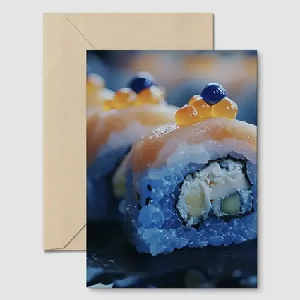Salmon Sushi Roll With Caviar Close Up