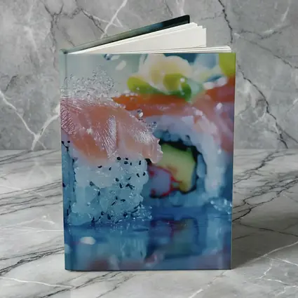 Salmon Sushi Rolls Blue Water Splash