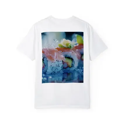 Salmon Sushi Rolls Blue Water Splash
