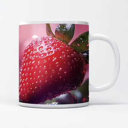 Red Strawberry Close Up Pink Bokeh Background