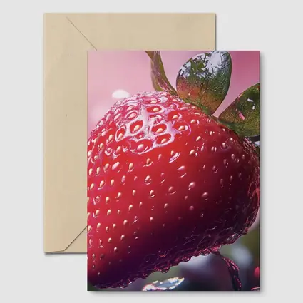 Red Strawberry Close Up Pink Bokeh Background