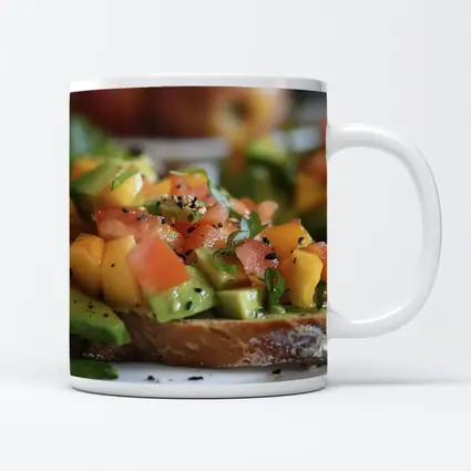 Avocado Mango Tomato Toast Close Up