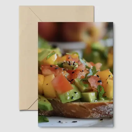 Avocado Mango Tomato Toast Close Up
