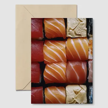 Fresh Sushi Rolls Close Up Overhead View