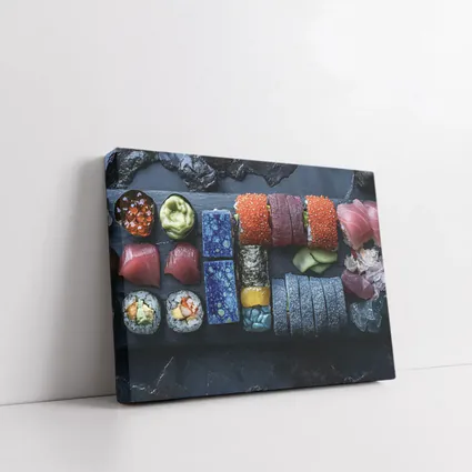 Sushi Platter Spread On Dark Slate
