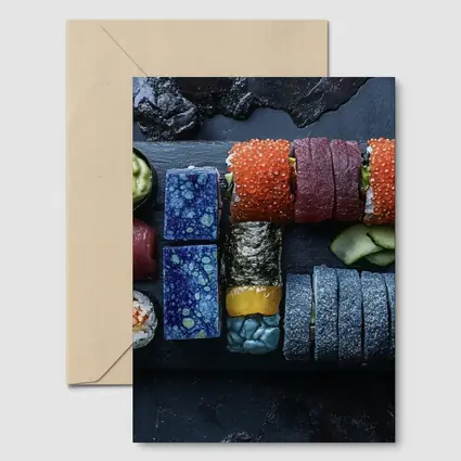 Sushi Platter Spread On Dark Slate