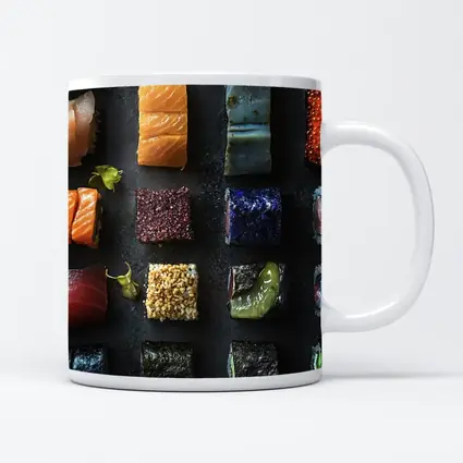 Assorted Sushi Rolls Dark Stone Background