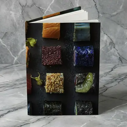 Assorted Sushi Rolls Dark Stone Background