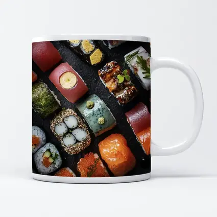 Assorted Sushi Platter Dark Stone Background