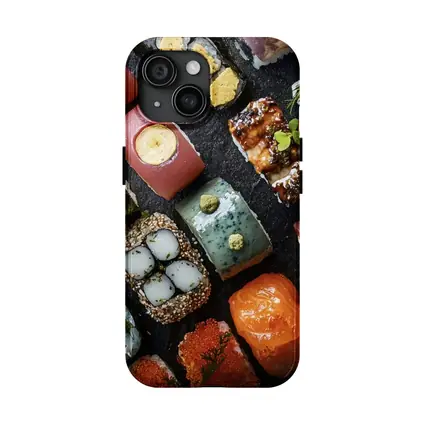 Assorted Sushi Platter Dark Stone Background