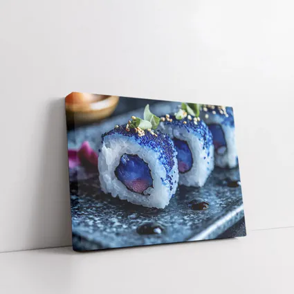 Blue Caviar Sushi Rolls Dark Stone Plate