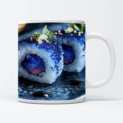 Blue Caviar Sushi Rolls Dark Stone Plate