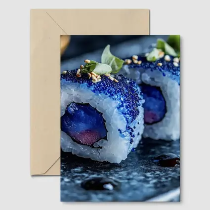 Blue Caviar Sushi Rolls Dark Stone Plate