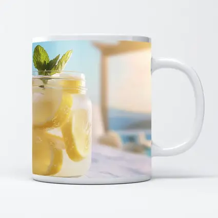 Lemonade Mason Jar Poolside Summer Scene