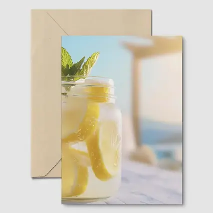 Lemonade Mason Jar Poolside Summer Scene