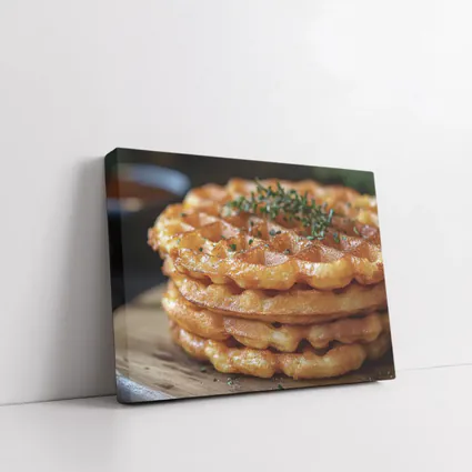 Golden Crispy Waffles Stack Herb Topped