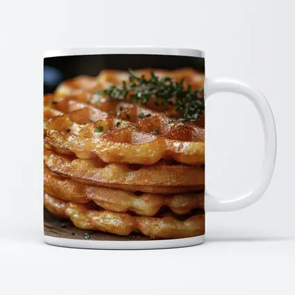 Golden Crispy Waffles Stack Herb Topped