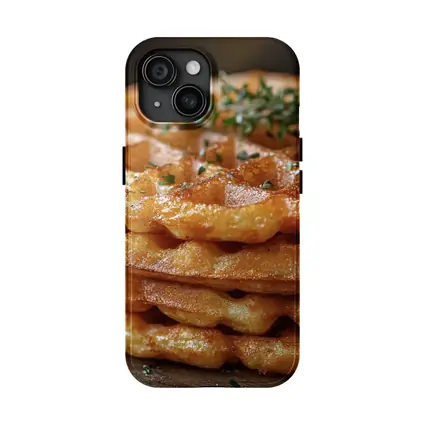 Golden Crispy Waffles Stack Herb Topped