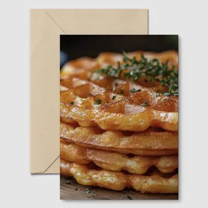 Golden Crispy Waffles Stack Herb Topped