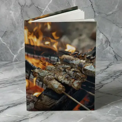 Grilled Skewers Over Open Campfire Flames