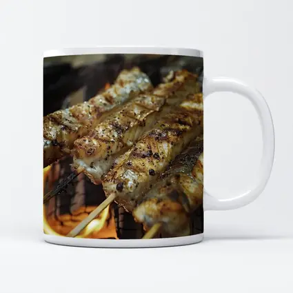 Grilled Fish Skewers Over Open Campfire