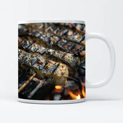 Grilled Fish Skewers Over Open Fire