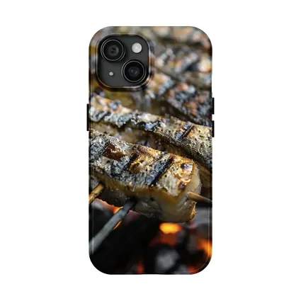 Grilled Fish Skewers Over Open Fire