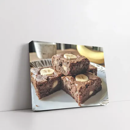 Chocolate Banana Brownies Stack on Plate