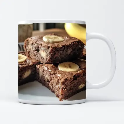 Chocolate Banana Brownies Stack on Plate
