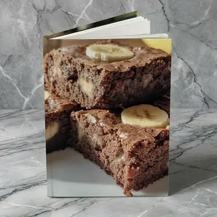 Chocolate Banana Brownies Stack on Plate