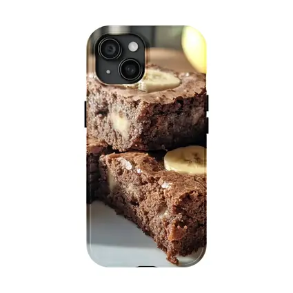 Chocolate Banana Brownies Stack on Plate