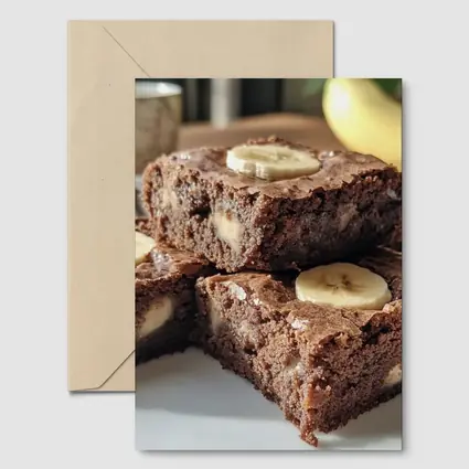 Chocolate Banana Brownies Stack on Plate