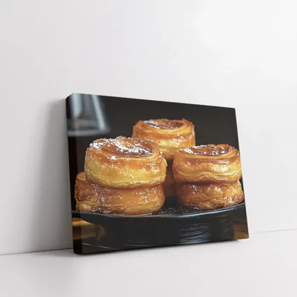 Golden Flaky Pastries On Dark Plate