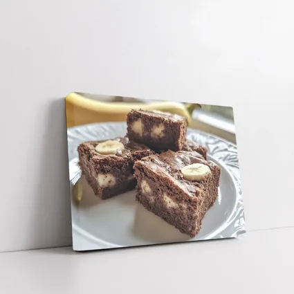 Chocolate Banana Brownies on White Plate