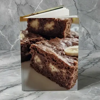 Chocolate Banana Brownies on White Plate