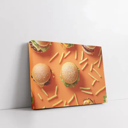 Burgers And Fries On Orange Background