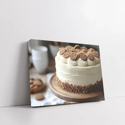 Cream Frosted Cookie Cake Wooden Stand