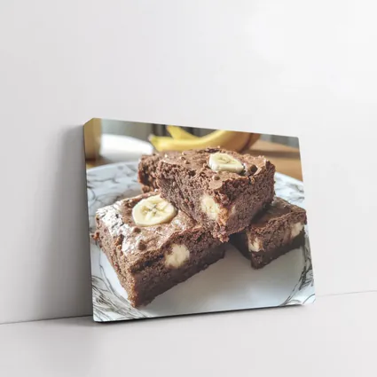 Chocolate Banana Brownies on White Plate