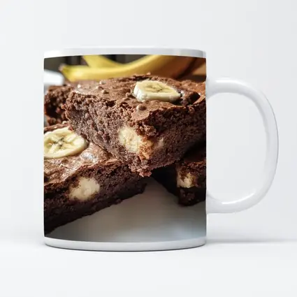 Chocolate Banana Brownies on White Plate