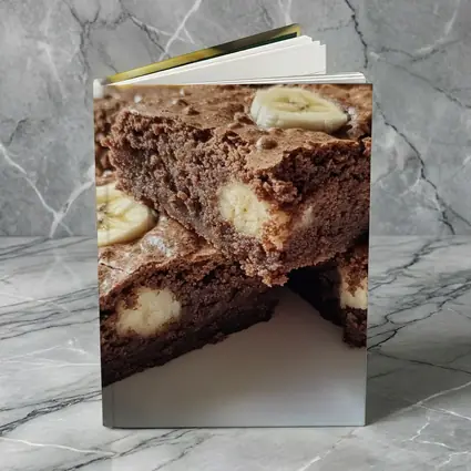 Chocolate Banana Brownies on White Plate