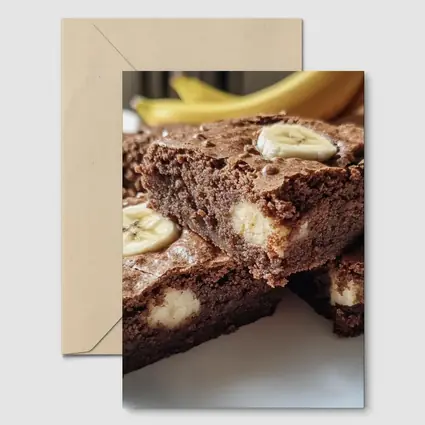 Chocolate Banana Brownies on White Plate