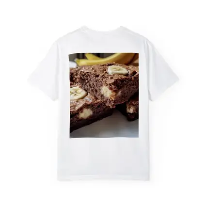Chocolate Banana Brownies on White Plate