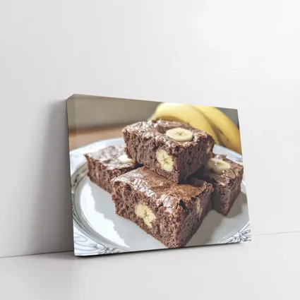 Chocolate Banana Brownies Stacked On Plate