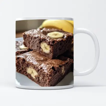 Chocolate Banana Brownies Stacked On Plate