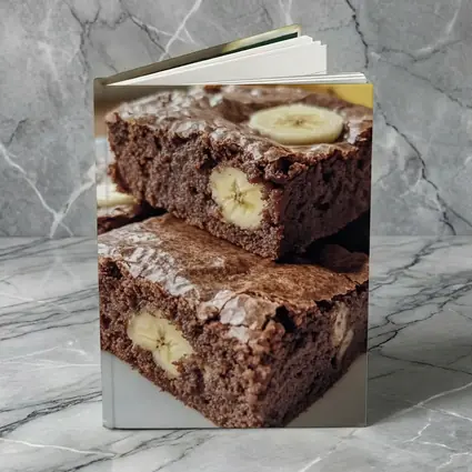 Chocolate Banana Brownies Stacked On Plate